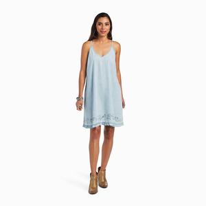 Women's Ariat Meadow Dress Light Blue | DHRT-56709