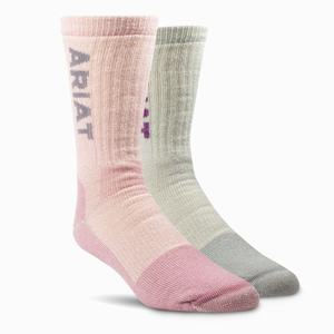 Women's Ariat Midweight Merino Wool Blend Steel Toe 2 Pair Pack Socks Multicolor | MLOP-56189