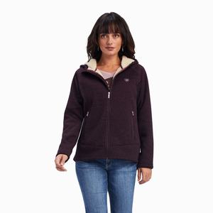 Women's Ariat REAL McCall Full Zip Sweaters Burgundy | FBQP-74612