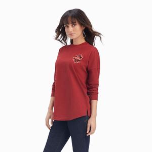 Women's Ariat REAL Oversized Graphic Tops Dark Red | FLHX-20759