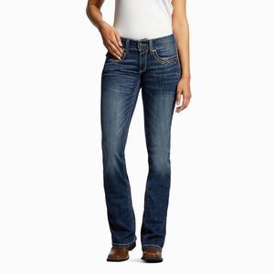 Women's Ariat R.E.A.L. Mid Rise Stretch Entwined Festival Cut Skinny Jeans Blue | SGCL-70326