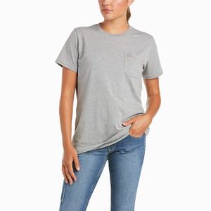 Women's Ariat Rebar Cotton Strong Short Sleeve Grey | SDTV-59124