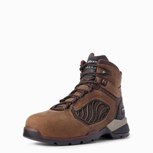 Women's Ariat Rebar Flex 6" Carbon Toe Work Boots Brown | KDLB-36890