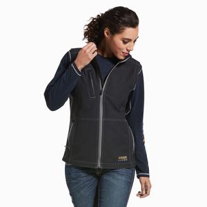 Women's Ariat Rebar Stretch Canvas Softshell Vests Black | JLDC-89406