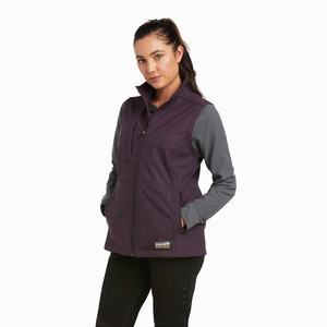 Women's Ariat Rebar Stretch Canvas Softshell Vests Purple | UWDX-28390