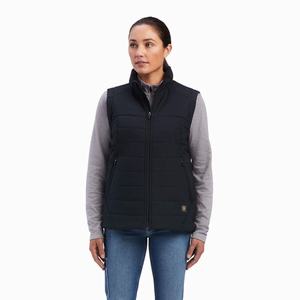 Women's Ariat Rebar Valkyrie Stretch Canvas Insulated Vests Black | VKJP-38926