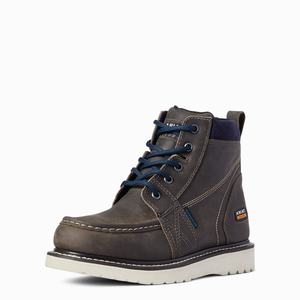 Women's Ariat Rebar Wedge Moc Toe Waterproof Work Boots Grey | DIBY-30976