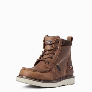 Women's Ariat Rebar Wedge Moc Toe Waterproof Work Boots Orange | JTBR-94512
