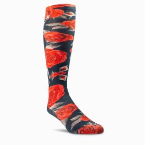 Women's Ariat Red Roses Knee High Socks Rose | CVST-16453