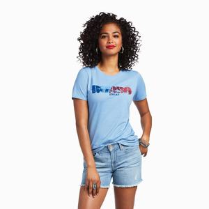 Women's Ariat Rodeo Tops Light Blue | JUFP-59642