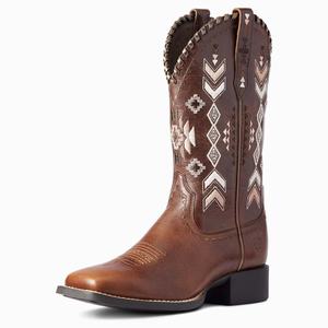 Women's Ariat Round Up Skyler Western Boots Brown | SYEL-24817
