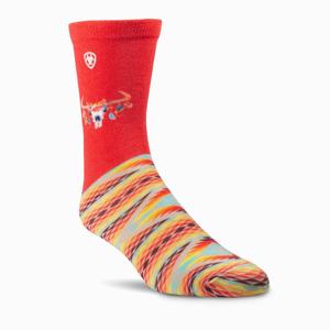 Women's Ariat Southwest Geometry Crew Socks Red | XYIO-23805