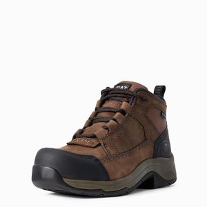 Women's Ariat Telluride Waterproof Composite Toe Work Boots Brown | PFLK-57461