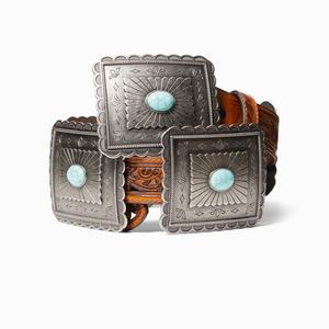 Women's Ariat Turquoise Burst Concho Belts Brown | EBTI-60914