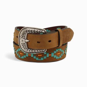 Women's Ariat Turquoise Diamond Embroidery Belts Brown | LFTI-98706